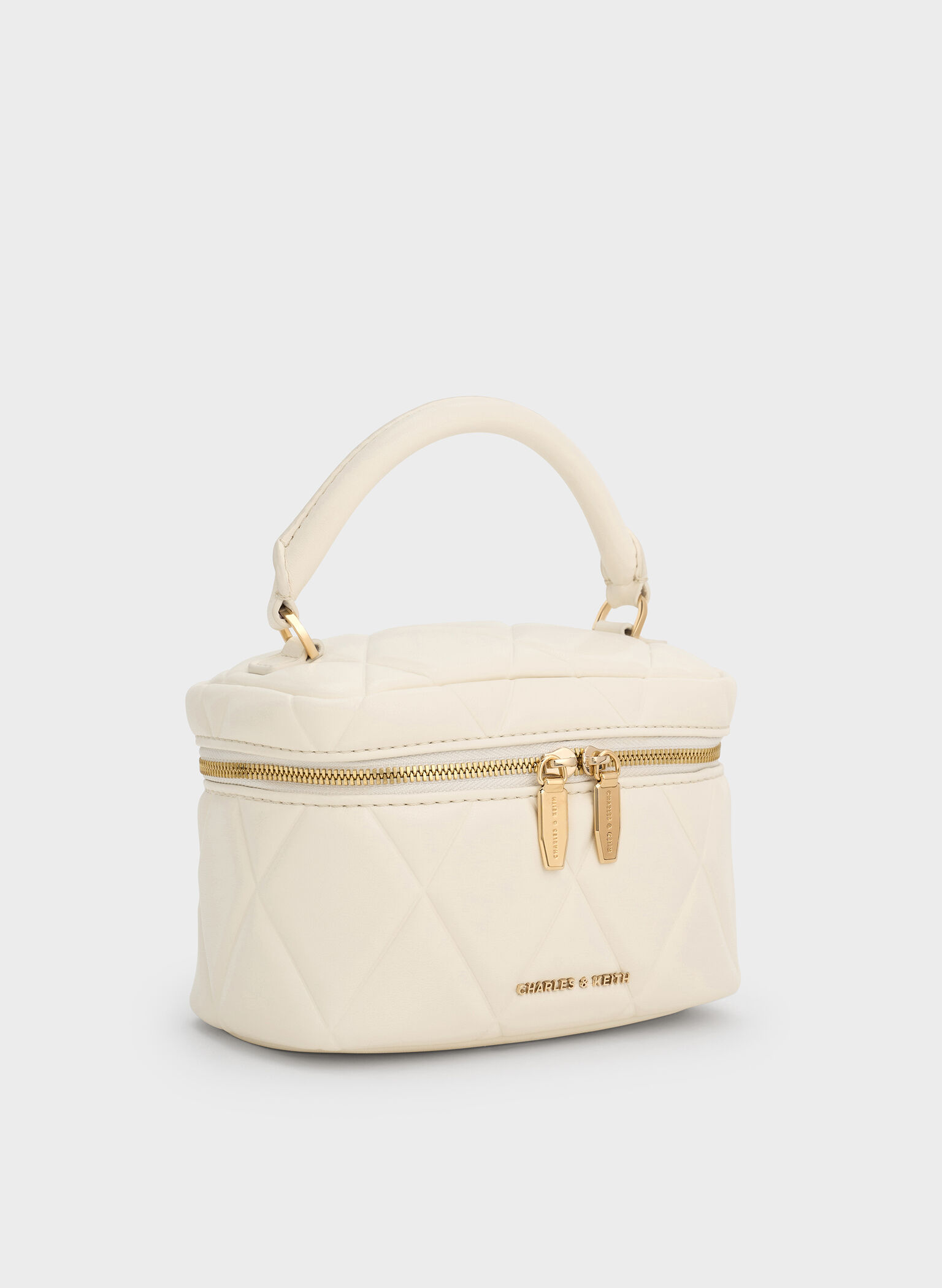 Arwen Quilted Top Handle Vanity Bag, Cream, hi-res