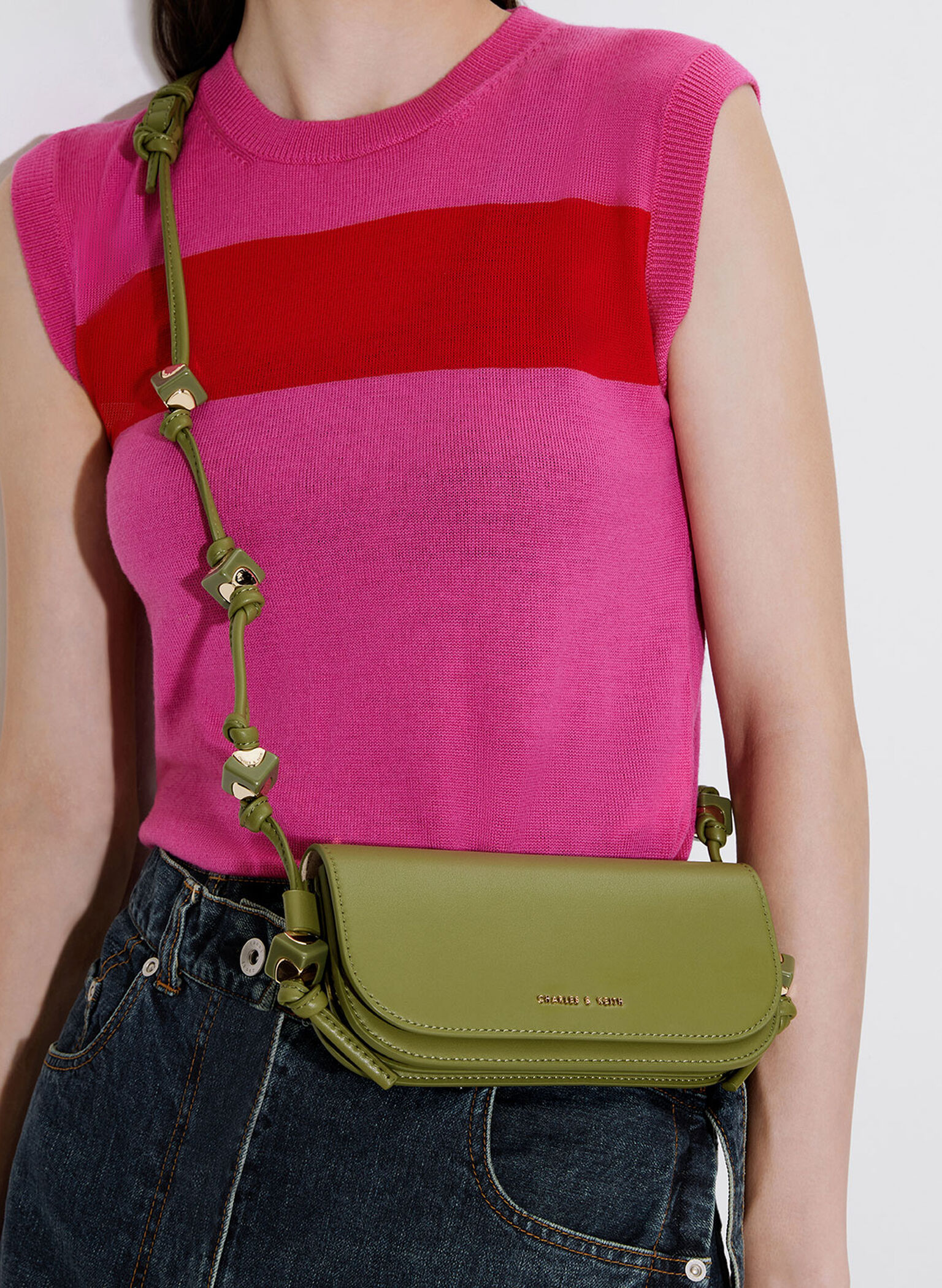 Cube Knotted Elongated Crossbody Bag, Pistachio, hi-res