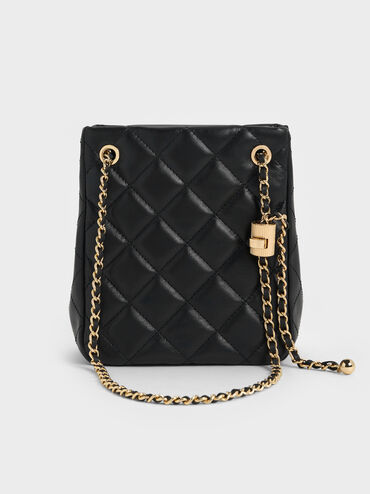 Alva Quilted Braided-Strap Shoulder Bag, Black, hi-res