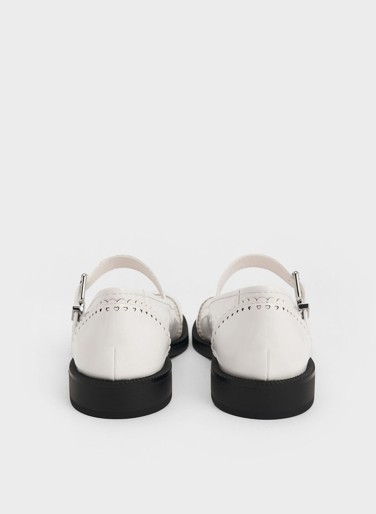 Heart Buckled Mary Janes, White, hi-res