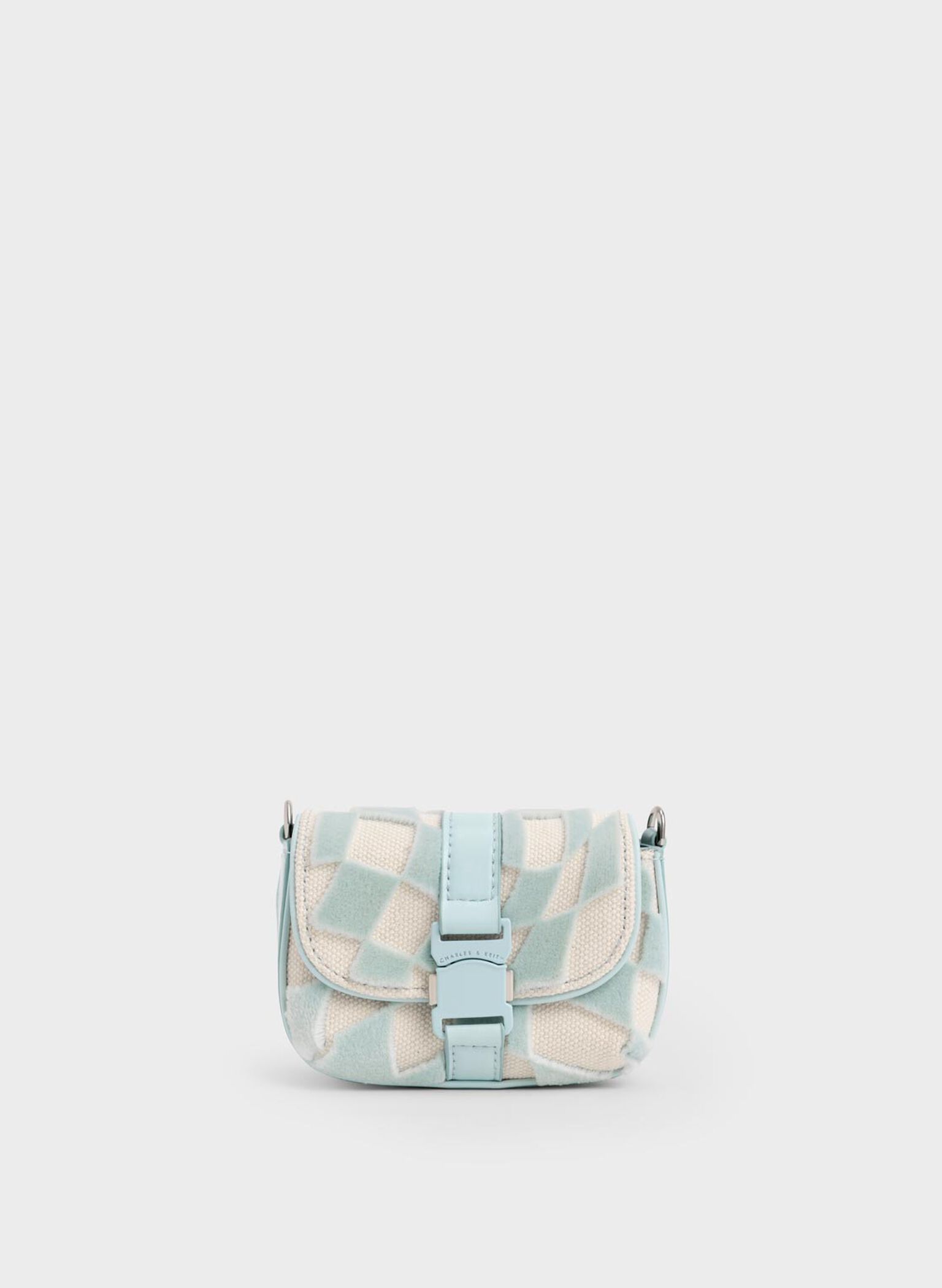 Zetta Belt Buckle Checkered Mini Bag, Light Blue, hi-res