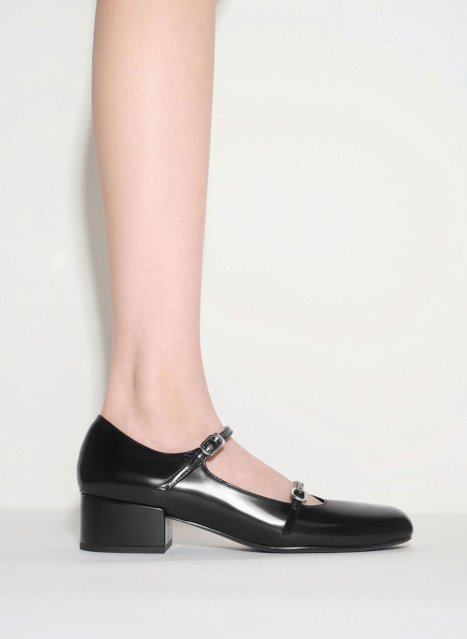 Double-Strap Block-Heel Mary Janes, Black Box, hi-res