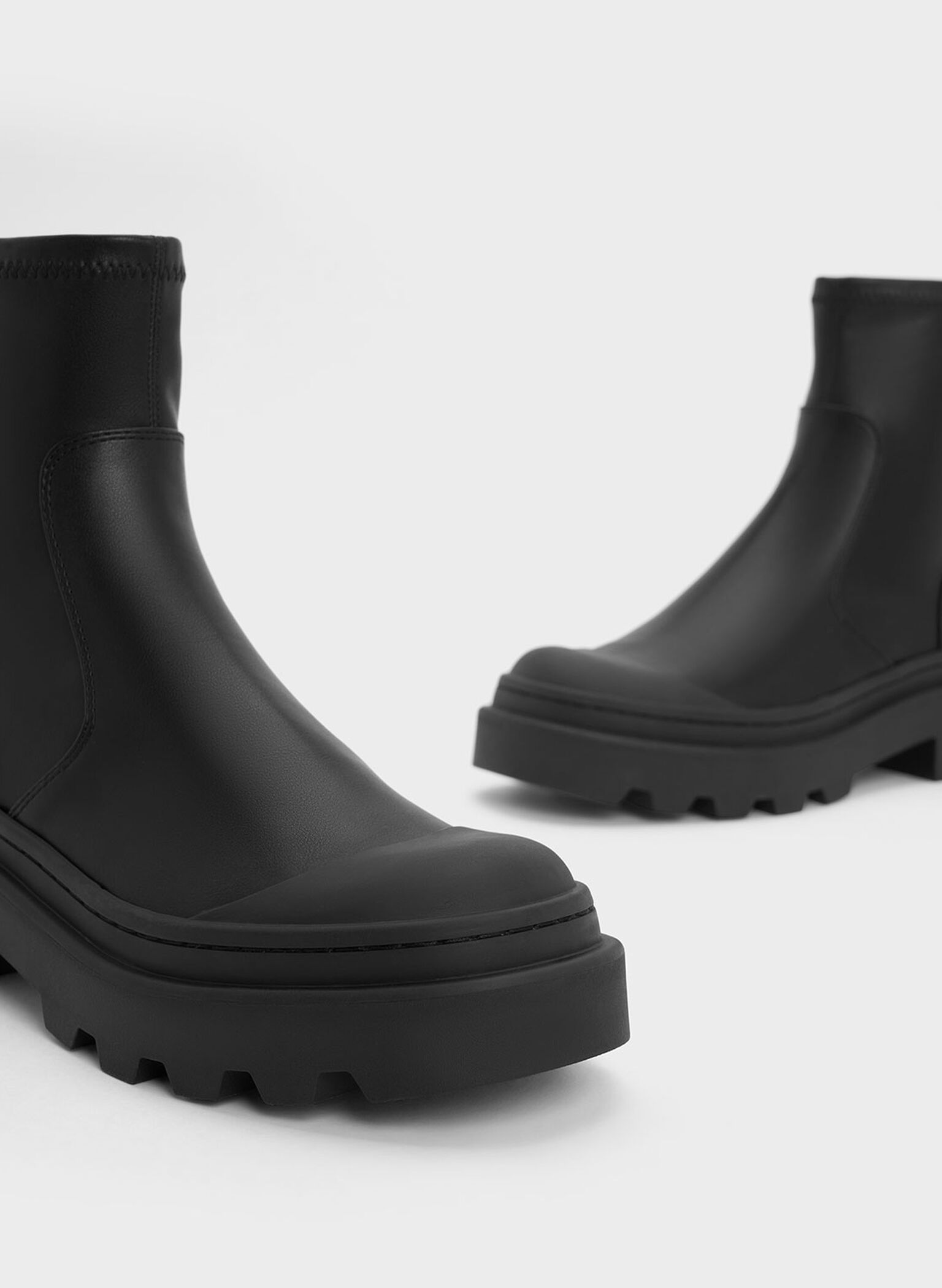 Indra Chunky Ridged-Sole Ankle Boots, Black, hi-res