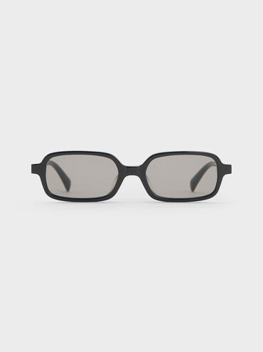 Bree Recycled Acetate Rectangular Sunglasses, Black, hi-res