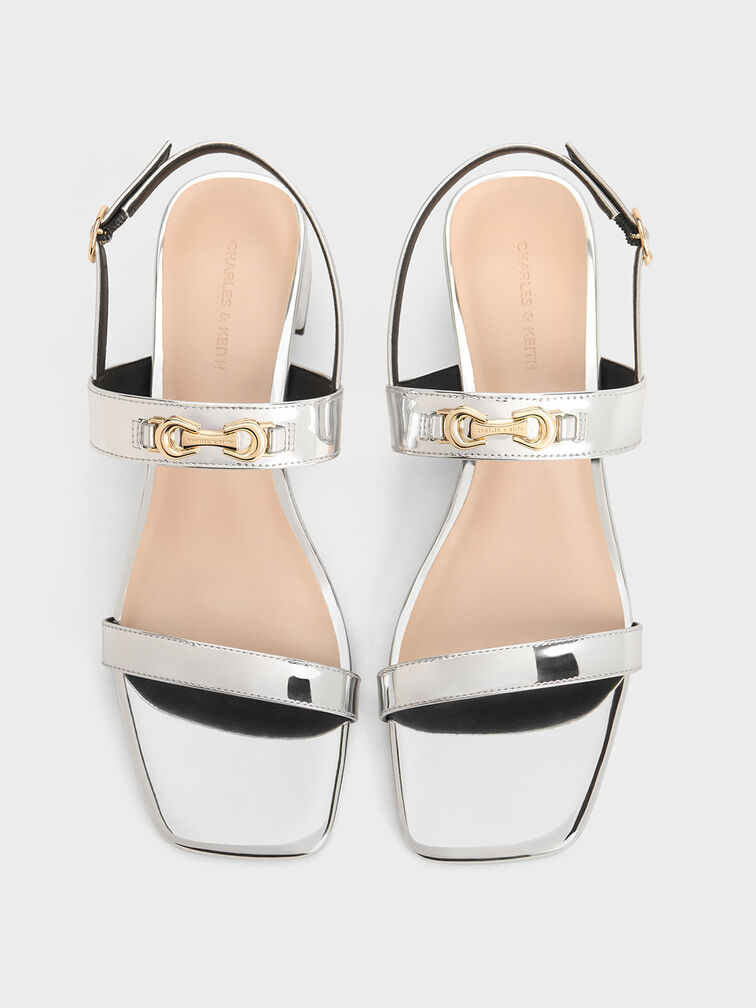 Trifina Metallic-Accent Slingback Sandals, Silver, hi-res