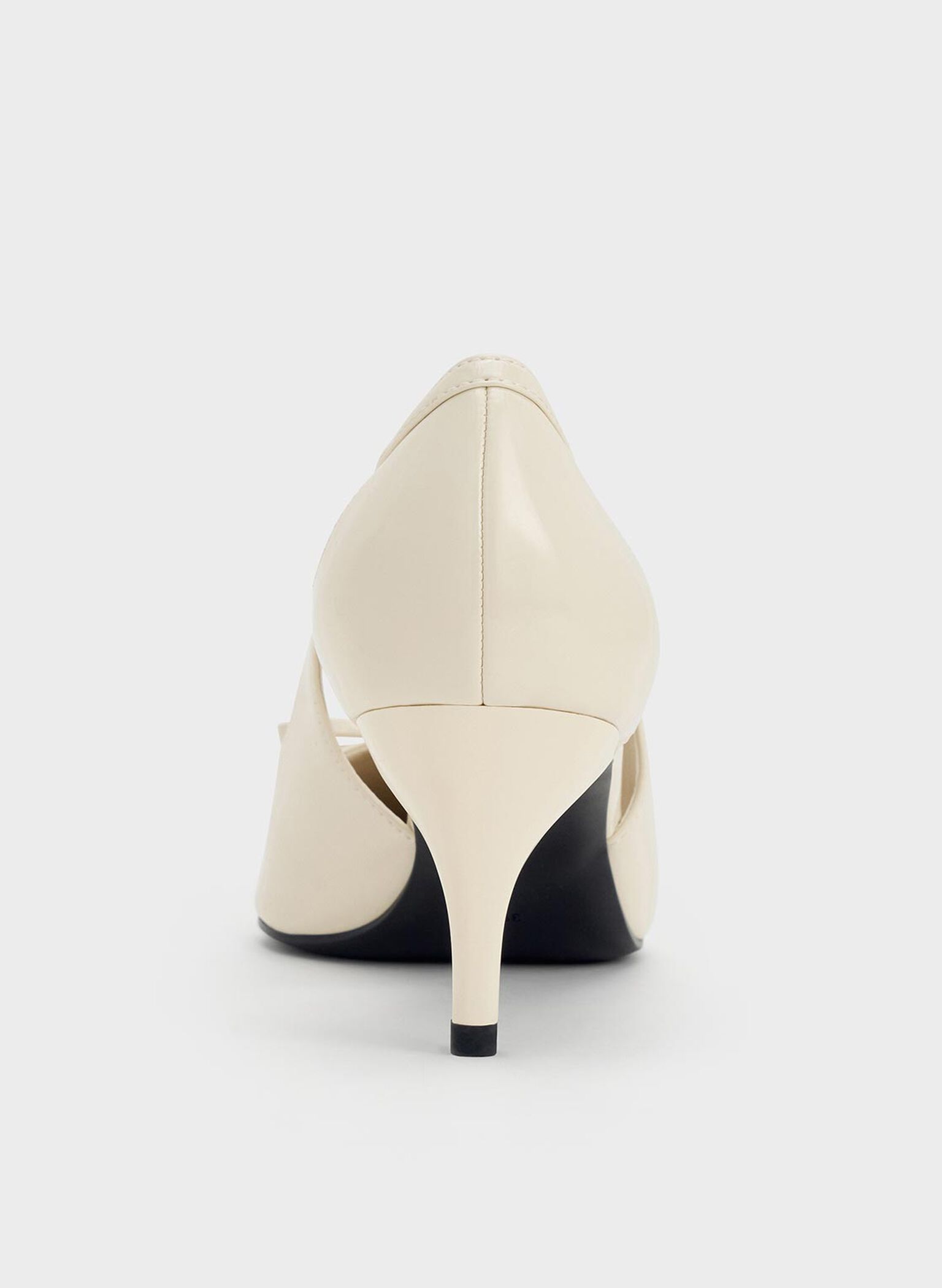 Patent Cut-Out Bow Kitten-Heel Pumps, Chalk, hi-res