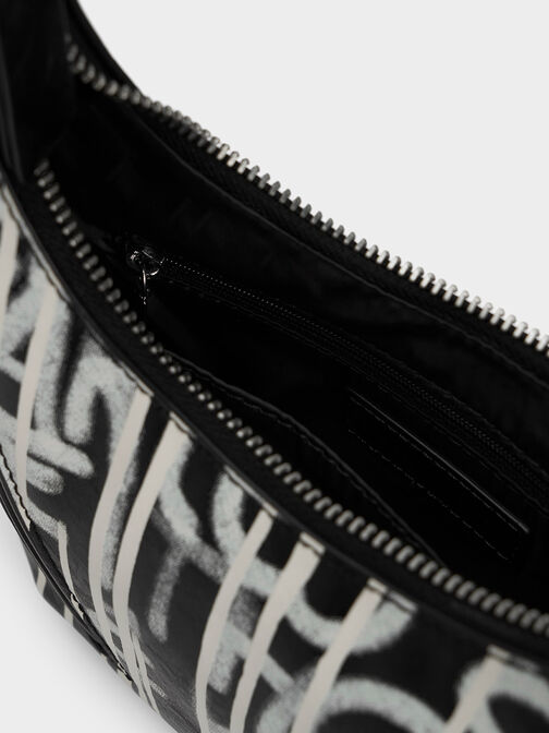 Swing Padlock Printed Crescent Bag, Multi, hi-res