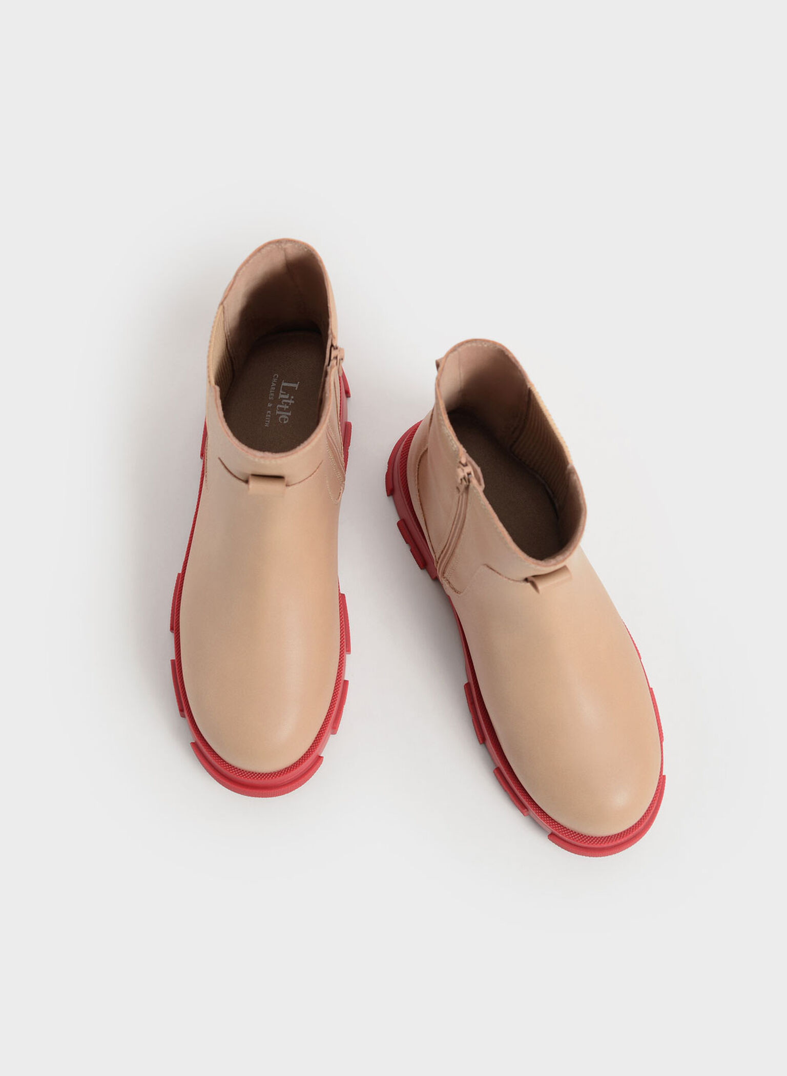 Girls' Chunky Coloured Sole Chelsea Boots, Nude, hi-res