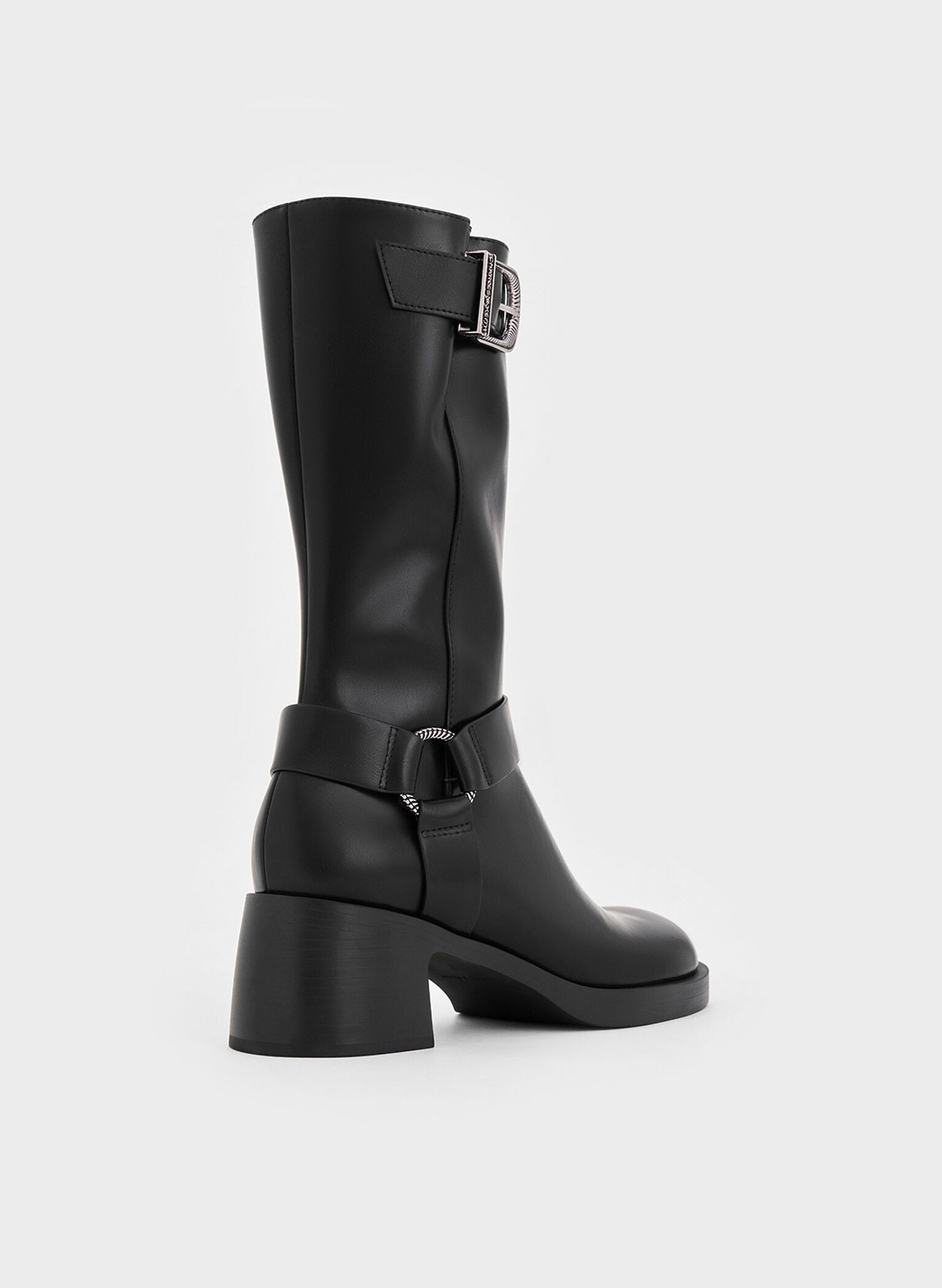 Kirke Buckled Mid-Calf Biker Boots, Black, hi-res