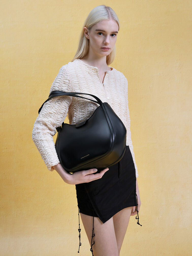 Kora Metallic-Accent Tote Bag, Black, hi-res