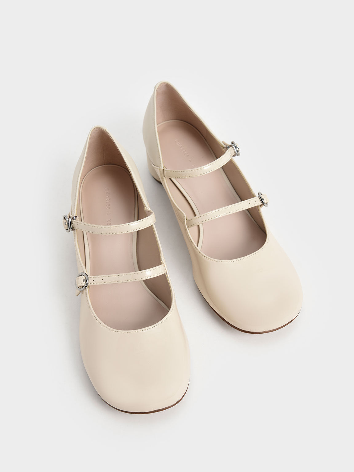 Patent Double-Strap Mary Janes, Chalk, hi-res