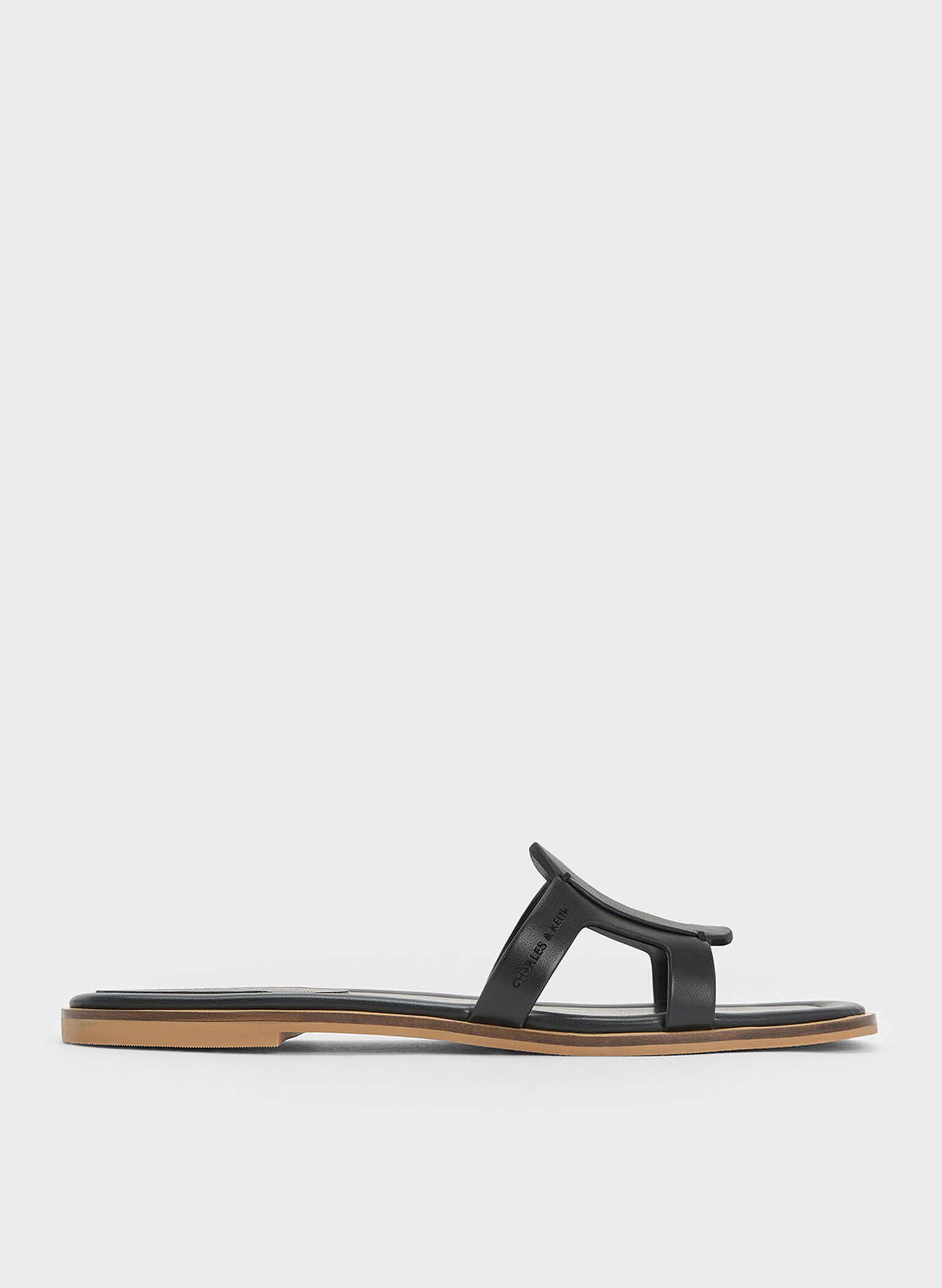 Easley Cut-Out Slide Sandals, Black, hi-res