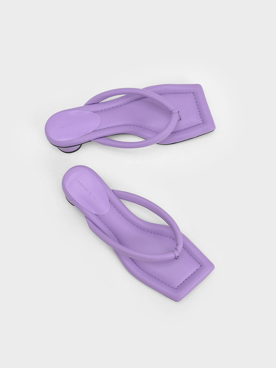Asymmetric-Toe Puffy Thong Sandals, Purple, hi-res