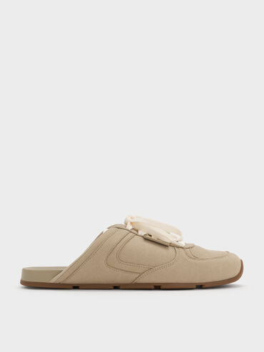 Textured Lace-Up Slip-On Sneakers, Taupe, hi-res