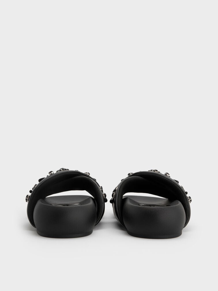 Gem & Pearl Flatform Sandals, Black, hi-res