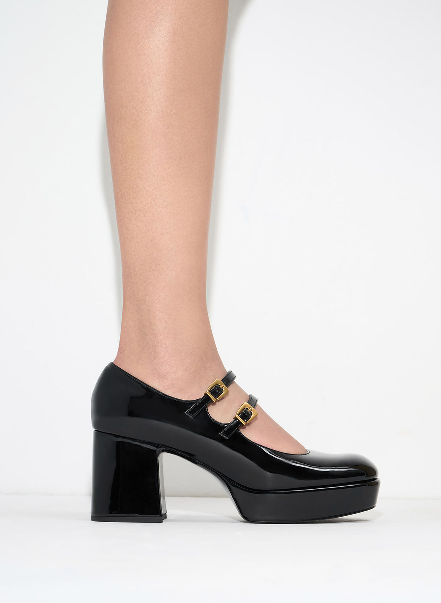 Jaylin Patent Block Heel Mary Janes, Black, hi-res