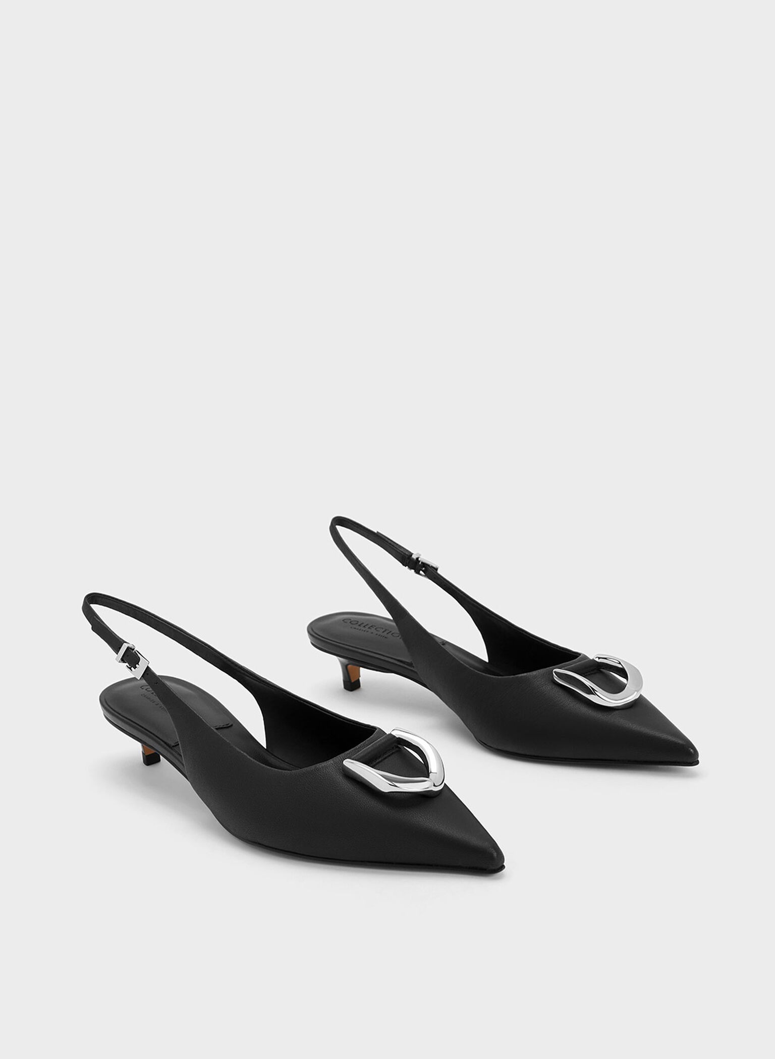 Gabine Leather Slingback Pumps, Black, hi-res