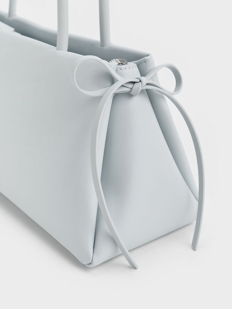 Hazel Bow Elongated Trapeze Shoulder Bag, Sea Salt Blue, hi-res