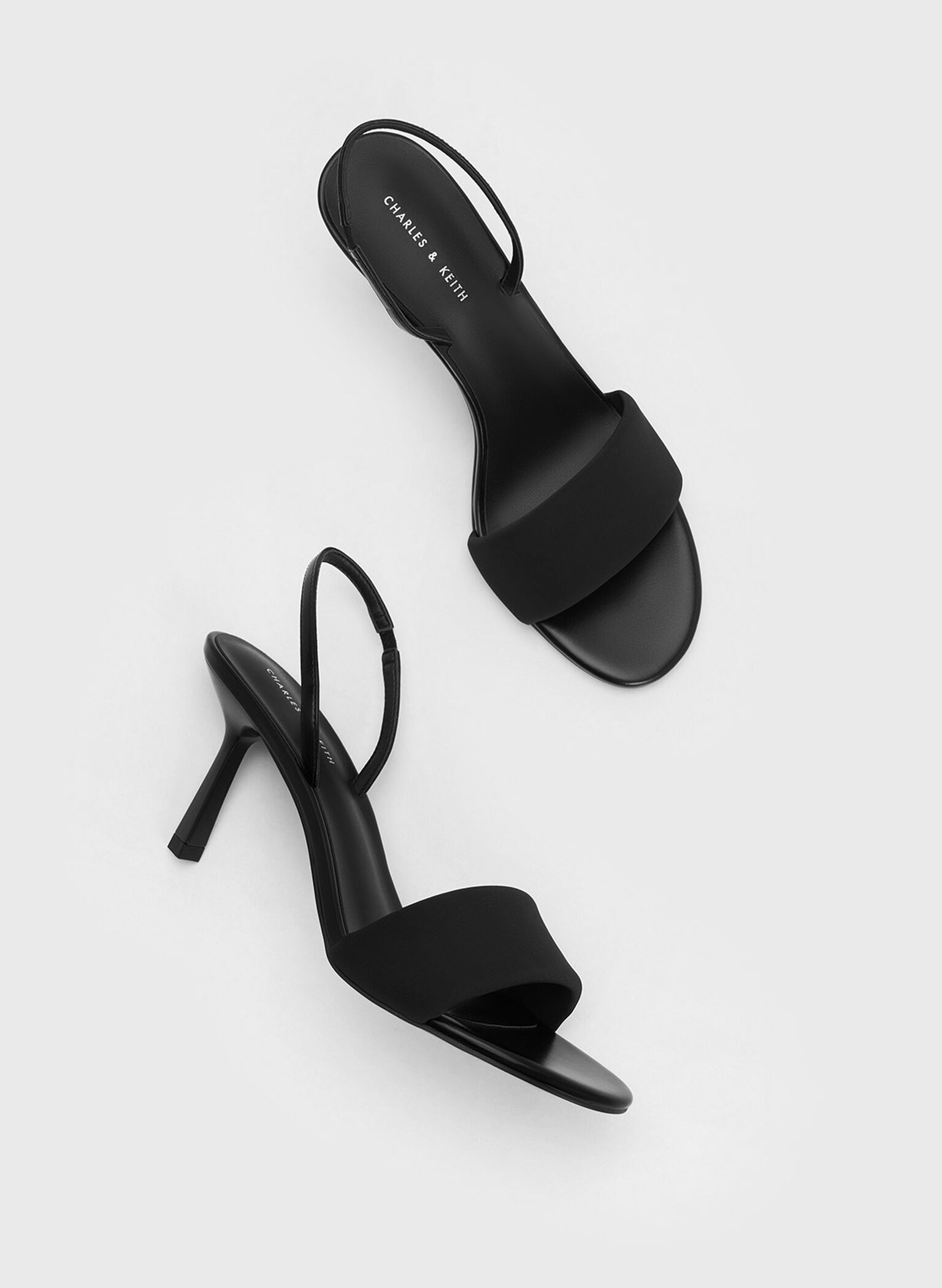 Padded Strap Slingback Pumps, Black, hi-res