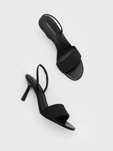 Padded Strap Slingback Pumps, Black, hi-res