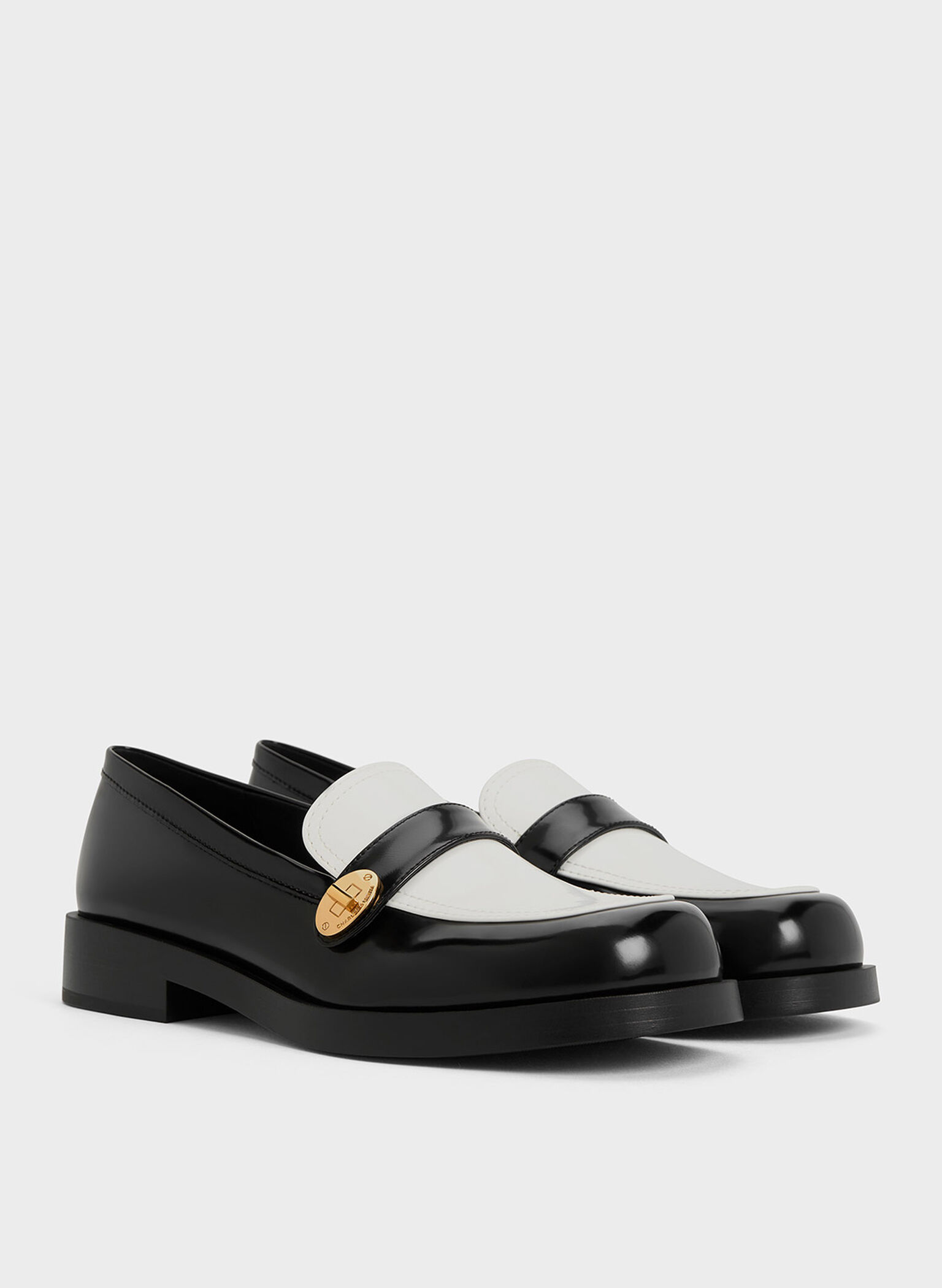 Hettie Two-Tone Metallic-Buckle Strap Loafers, Multi, hi-res
