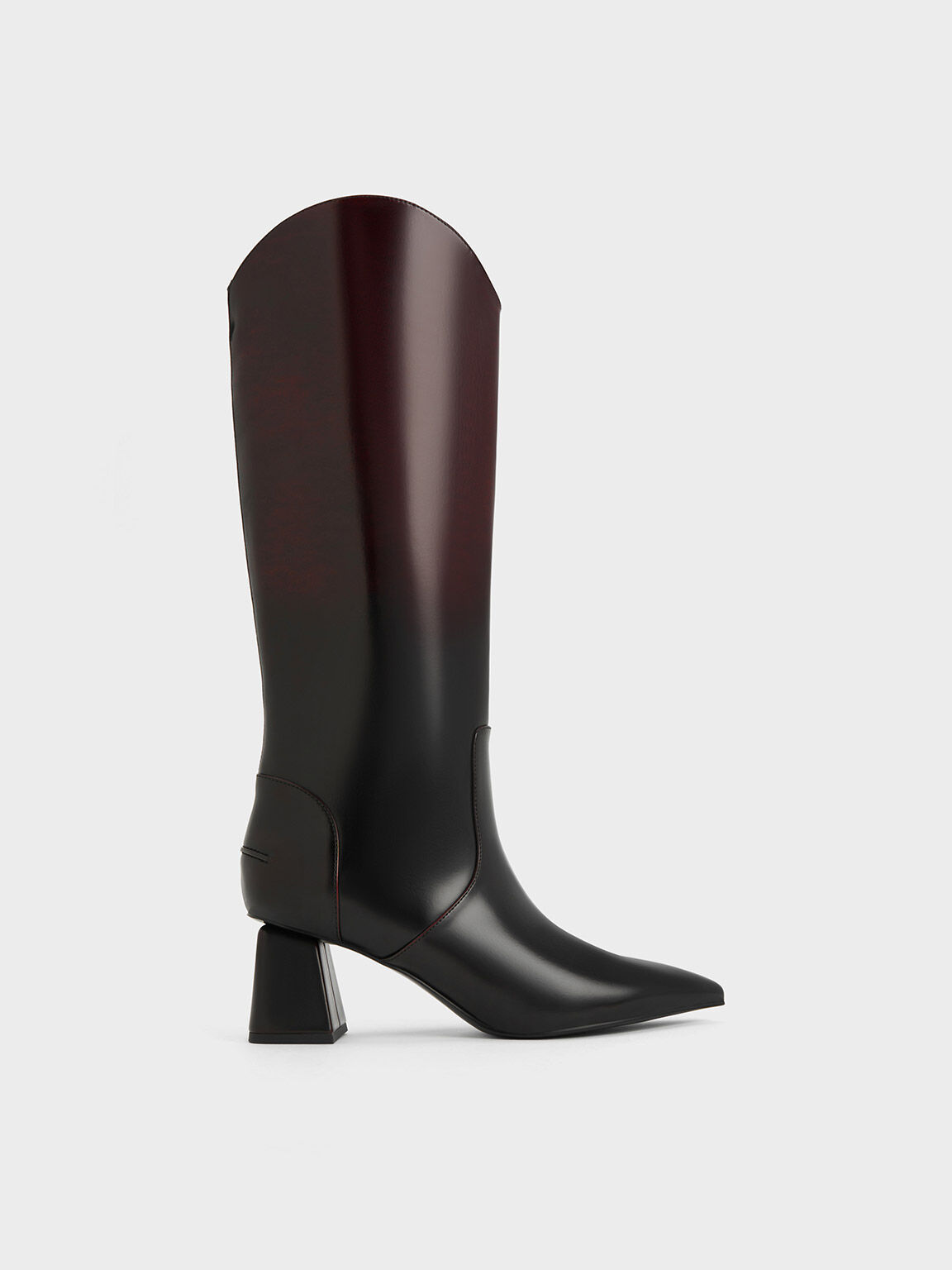 Red Lucinda Trapeze Heel Knee High Boots CHARLES KEITH UK