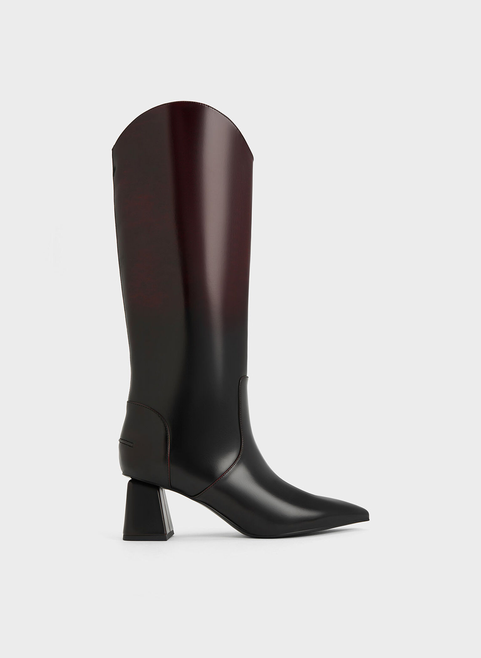 Lucinda Trapeze-Heel Knee-High Boots, Red, hi-res