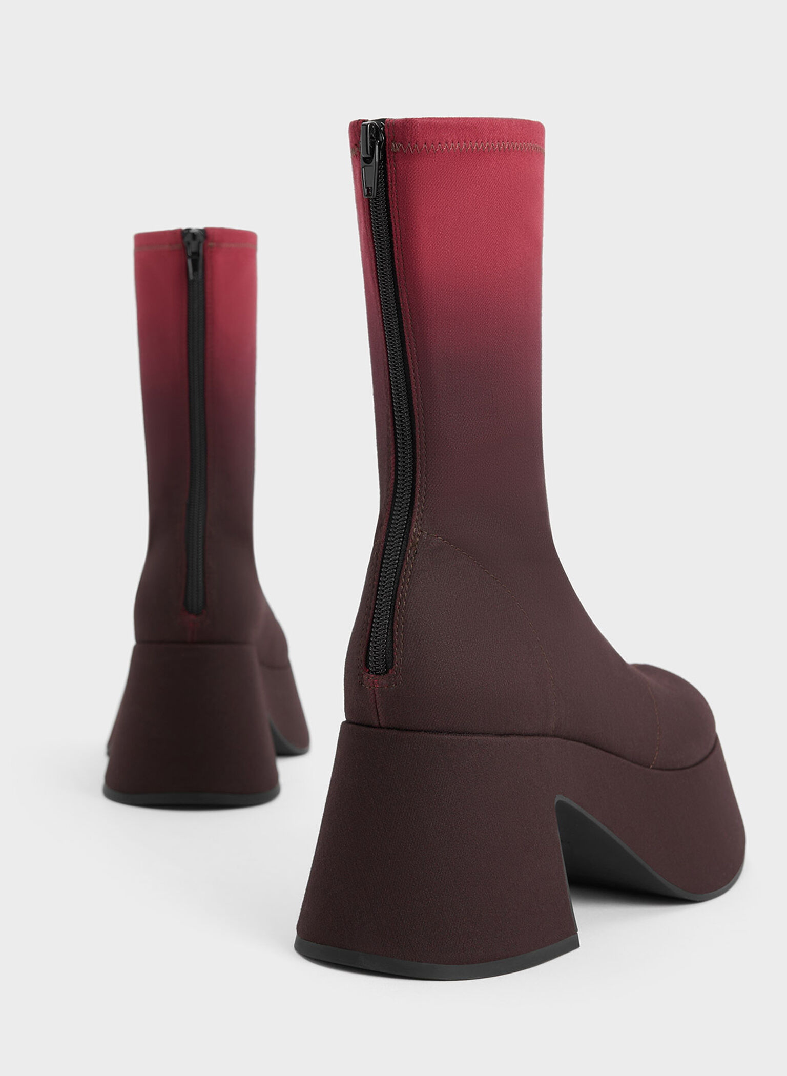 Rubina Ombre Platform Calf Boots, Red, hi-res