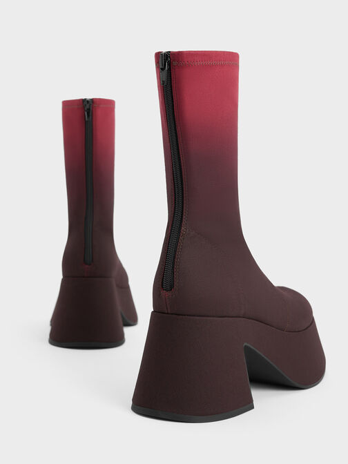 Rubina Ombre Platform Calf Boots, Red, hi-res