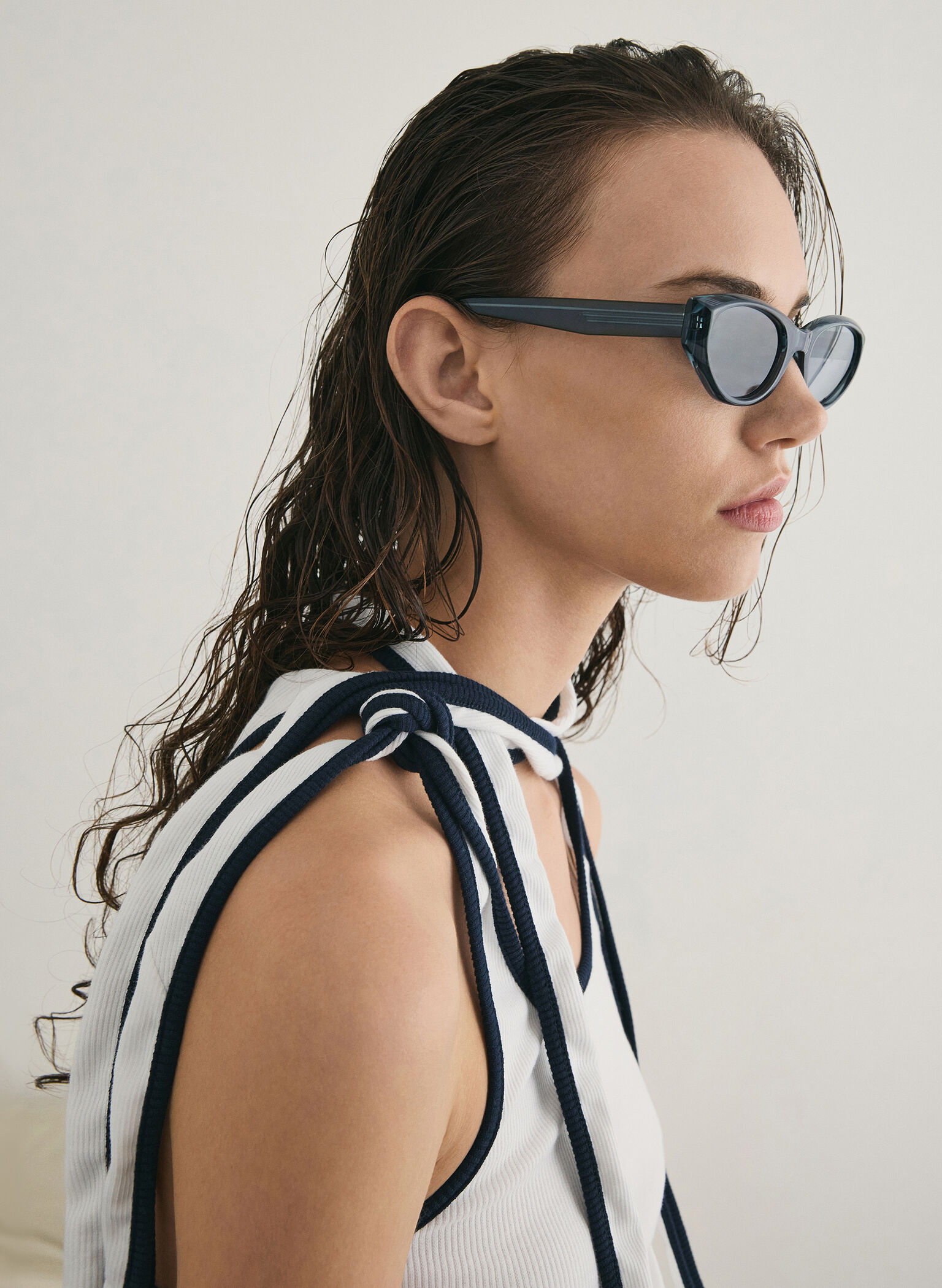 Bijou Recycled Acetate Cateye Sunglasses, Teal, hi-res