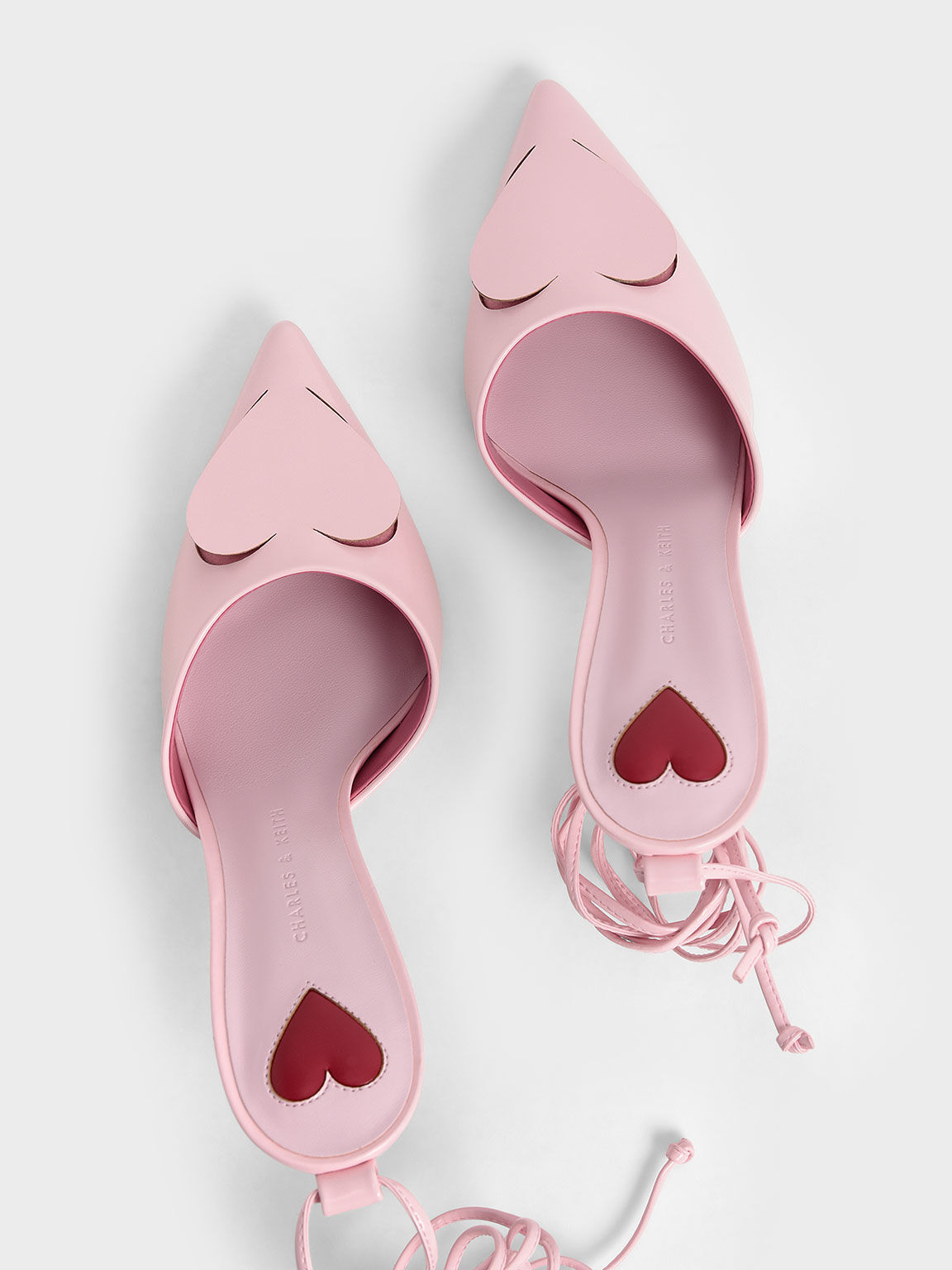 Valentine's Day Collection: Amora Heart Cut-Out Lace-Up Pumps, Pink, hi-res