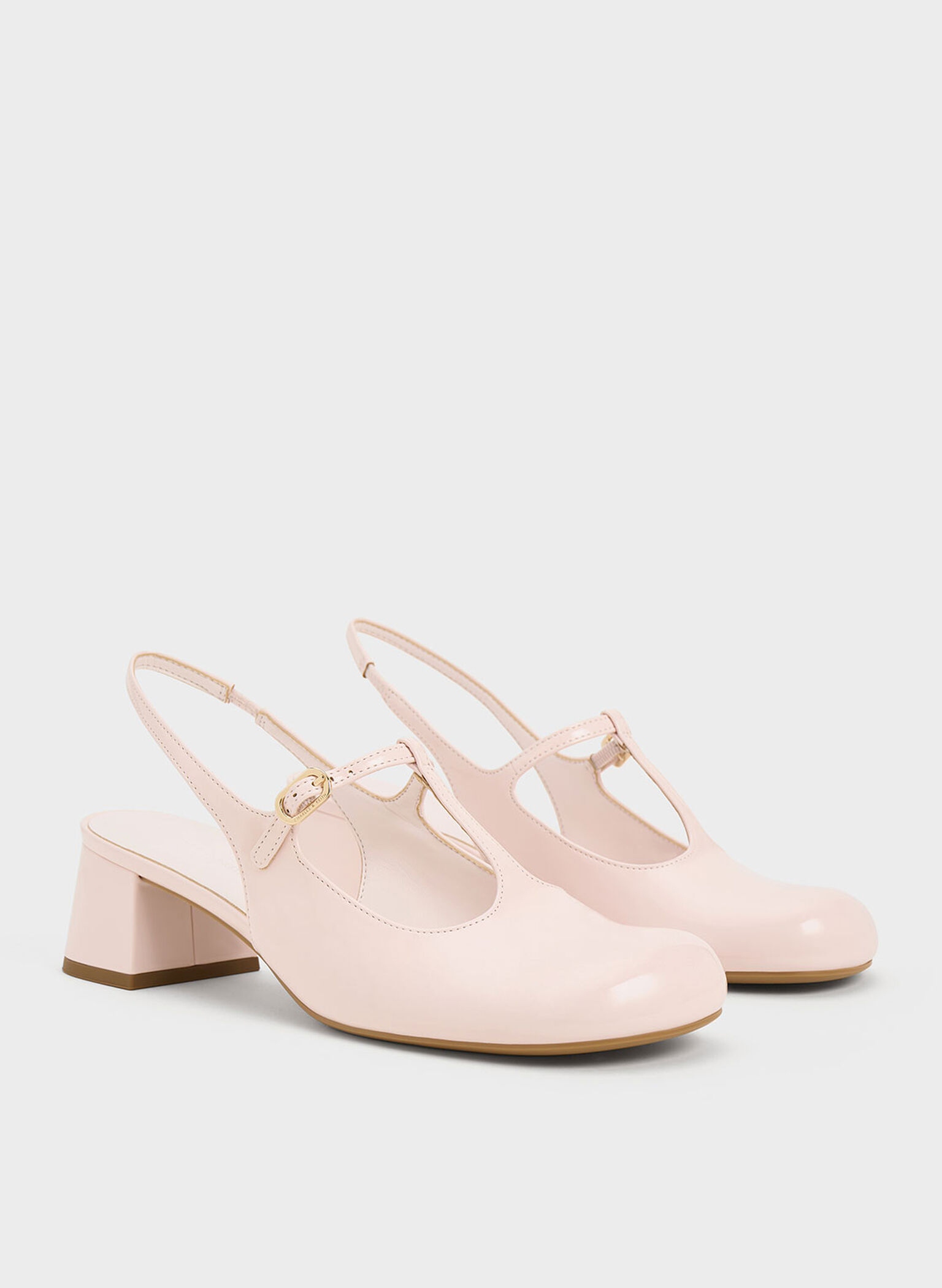 T-Bar Slingback Mary Jane Pumps, Light Pink, hi-res