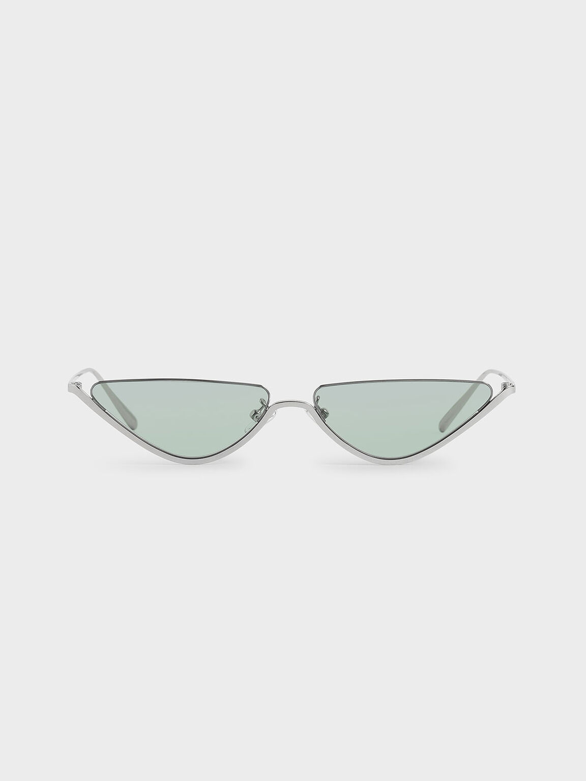 Thin Metal Frame Cat-Eye Sunglasses, Green, hi-res