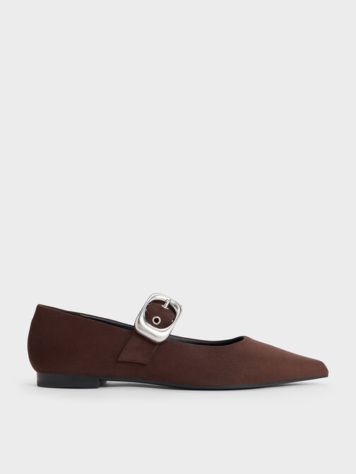 Masei Faux Suede Grommet-Strap Mary Janes, Dark Brown, hi-res