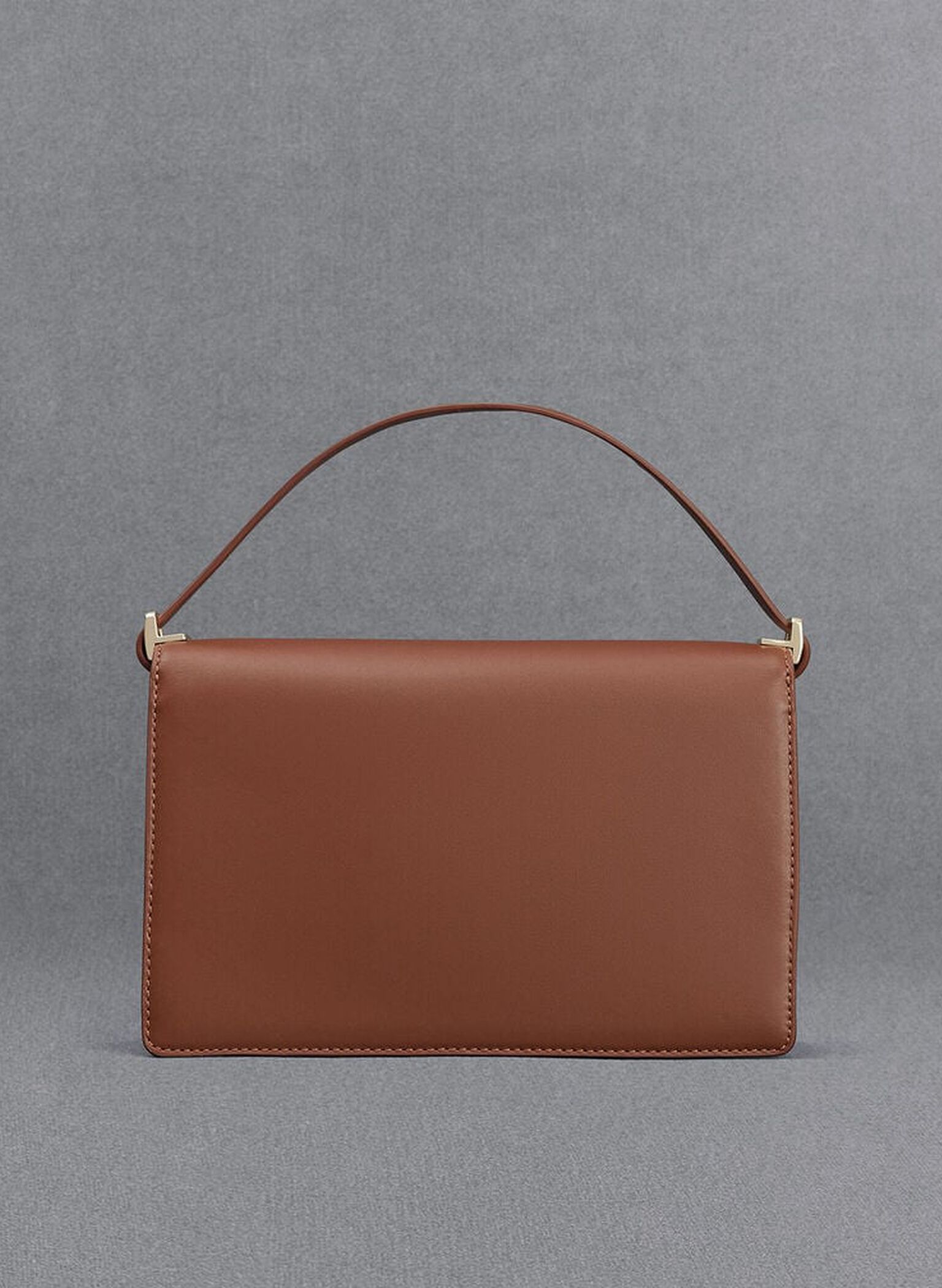 Leather & Canvas Two-Tone Shoulder Bag, Cognac, hi-res
