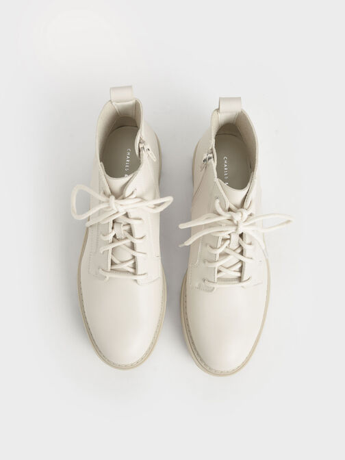 Commute Lace-Up Chunky Ankle Boots, Chalk, hi-res