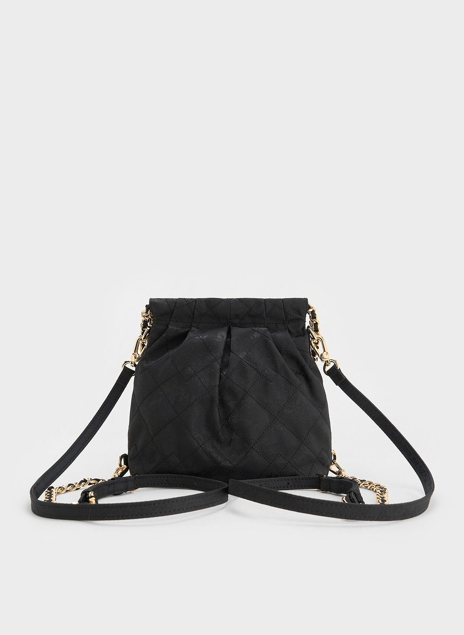 Duo Jacquard Chain-Handle Two-Way Backpack, Black, hi-res