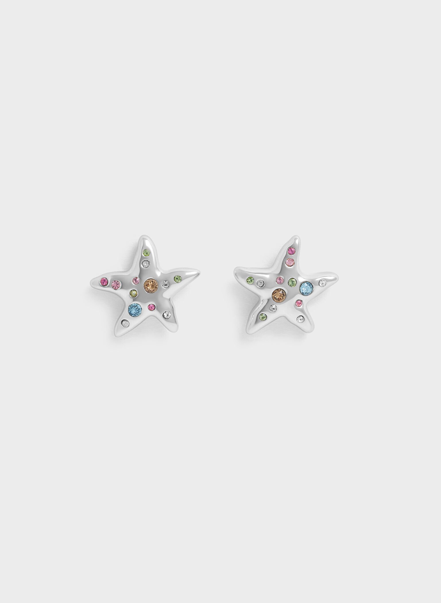 Orinda Crystal Starfish Stud Earrings, Silver, hi-res