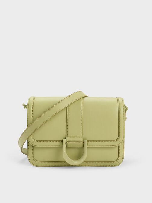 Gabine Leather Crossbody Bag, Green, hi-res