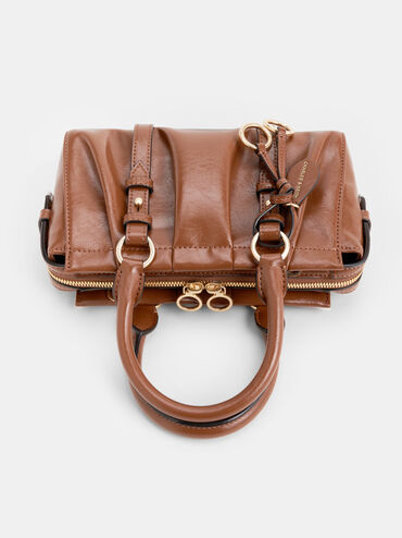Britton Ruched Top Handle Tote Bag, Chocolate, hi-res