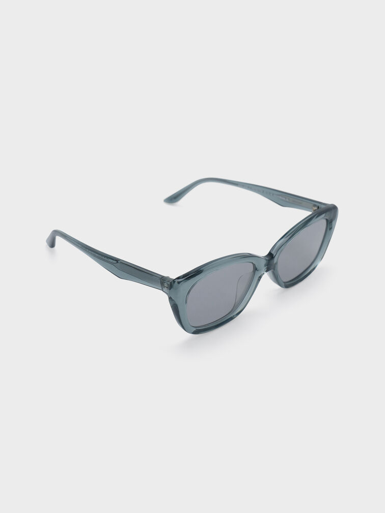 Maeva Recycled Acetate Cat-Eye Sunglasses, Teal, hi-res