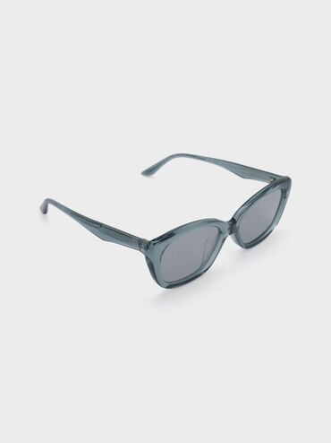 Maeva Recycled Acetate Cat-Eye Sunglasses, Teal, hi-res