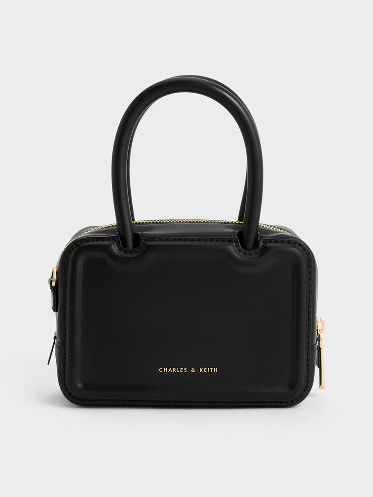Perline Elongated Top Handle Bag, Black, hi-res
