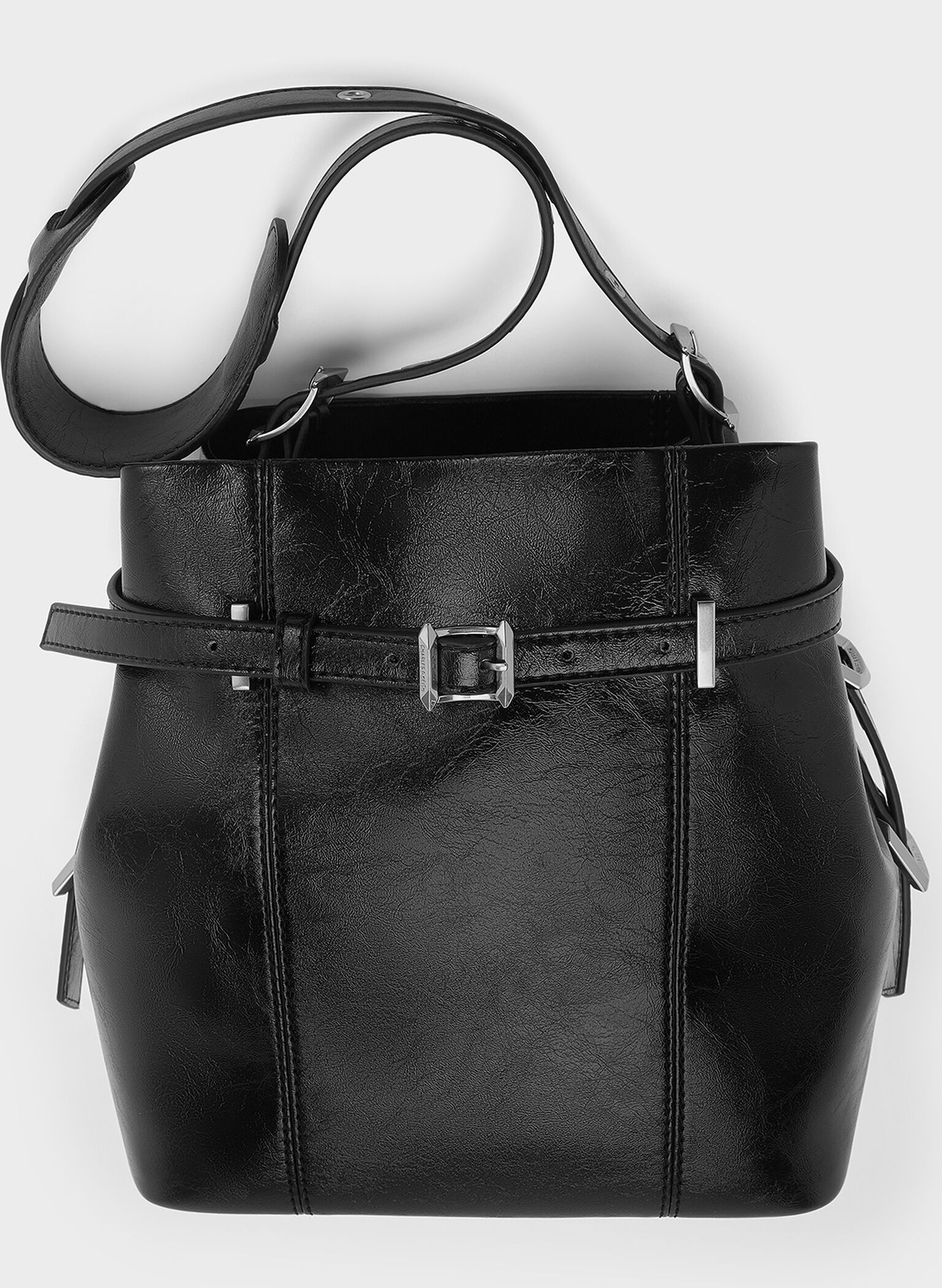Bryna Belted Bucket Bag, Noir, hi-res