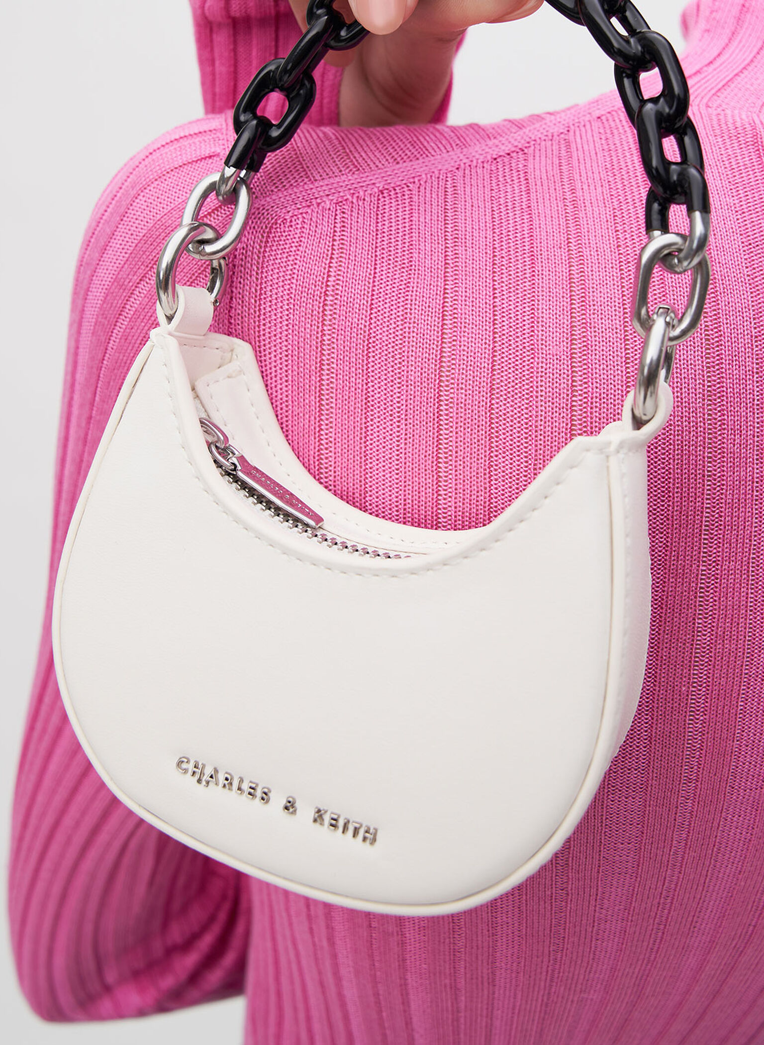 Koi Chain Handle Mini Bag, White, hi-res