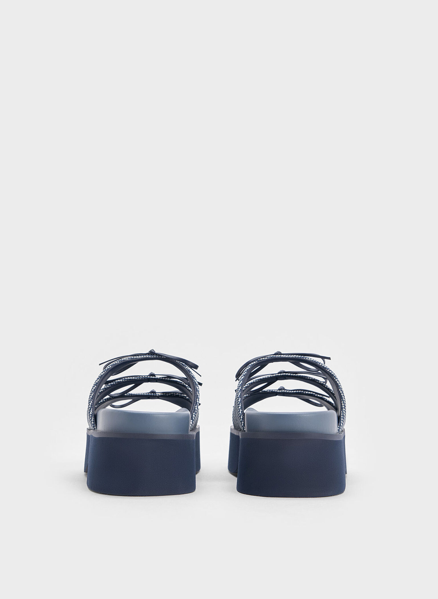 Dorri Textured Triple-Bow Platform Sandals, Blue, hi-res