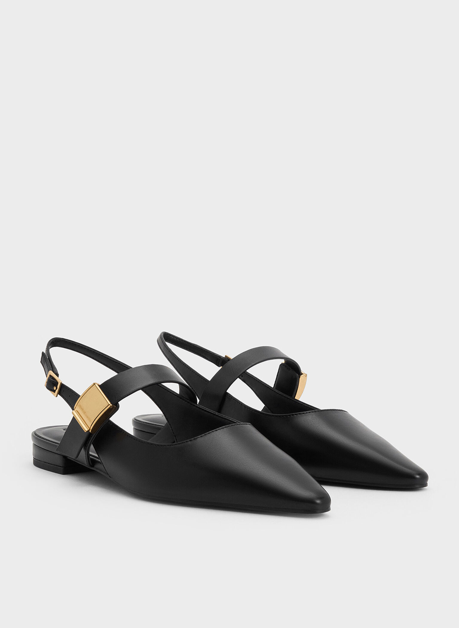 Yvette Pointed-Toe Mary Jane Flats, Black, hi-res