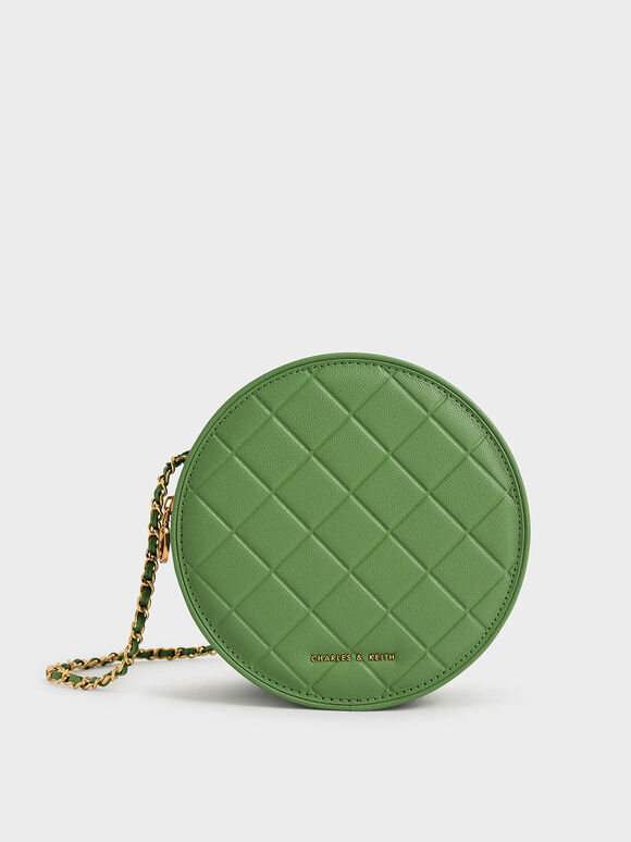 Quilted Circle Bag, Green, hi-res