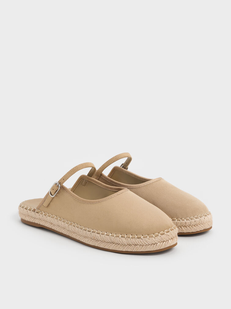 Faux Suede Slip-On Mary Jane Espadrilles, Sand, hi-res