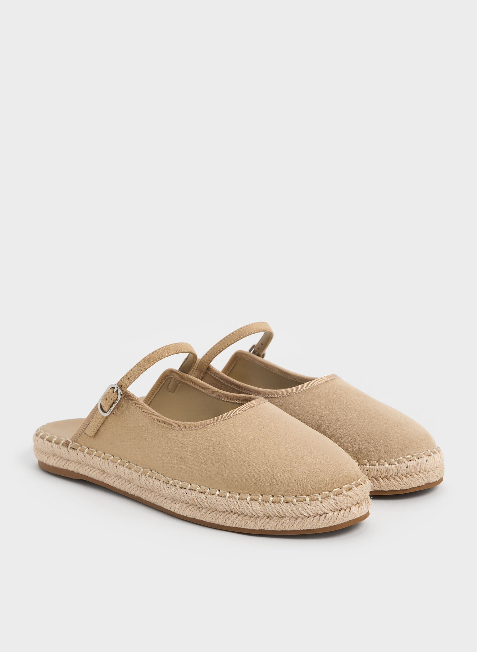 Faux Suede Slip-On Mary Jane Espadrilles, Sand, hi-res